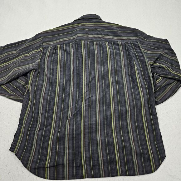 Tommy Bahama Dress Shirt XXL Blue Green Vertical Stripes Double Extra Large Silk - Picture 3 of 8
